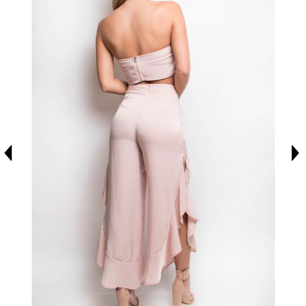 Satin Ruffle Pant Two Piece Set - Picture 2 of 3